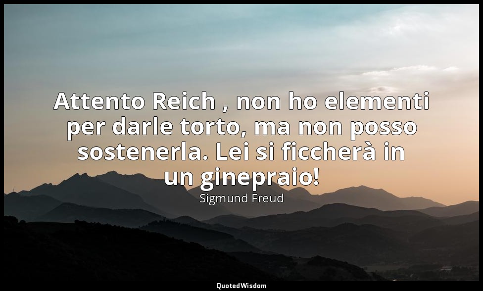Attento Reich , non ho elementi per darle torto, ma non posso sostenerla. Lei si — Sigmund Freud