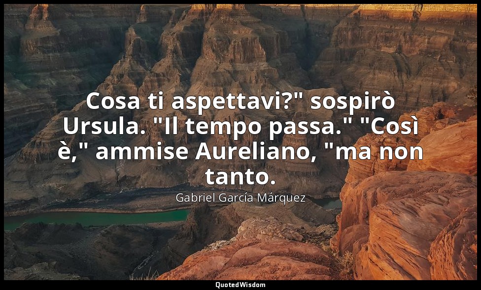 Cosa ti aspettavi?" sospirò Ursula. "Il tempo passa." "Così è," ammise Aureliano — Gabriel García Márquez