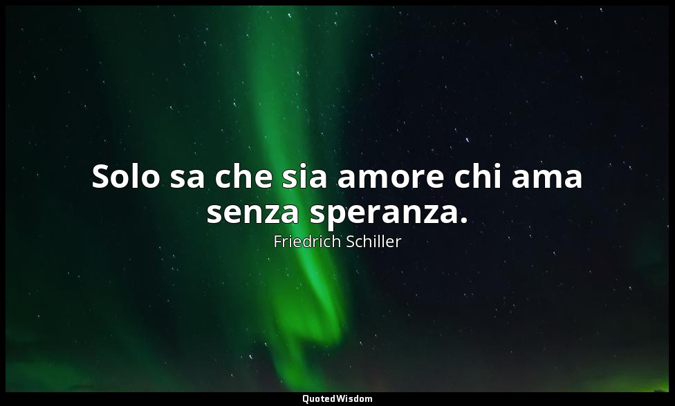 Solo sa che sia amore chi ama senza speranza. — Friedrich Schiller