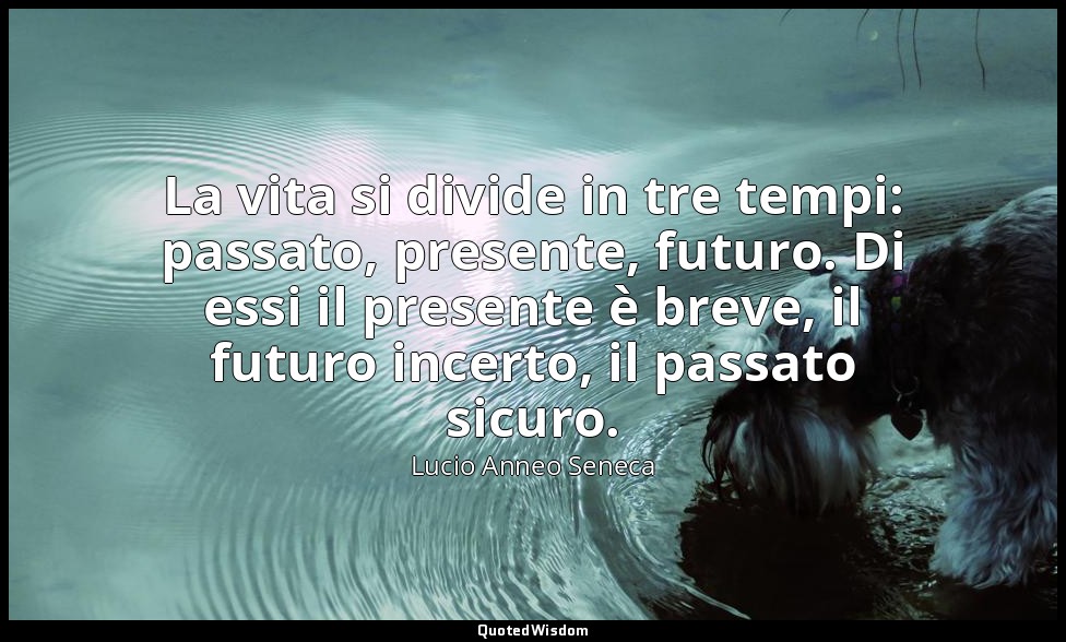 La vita si divide in tre tempi: passato, presente, futuro. Di essi il presente è — Lucio Anneo Seneca