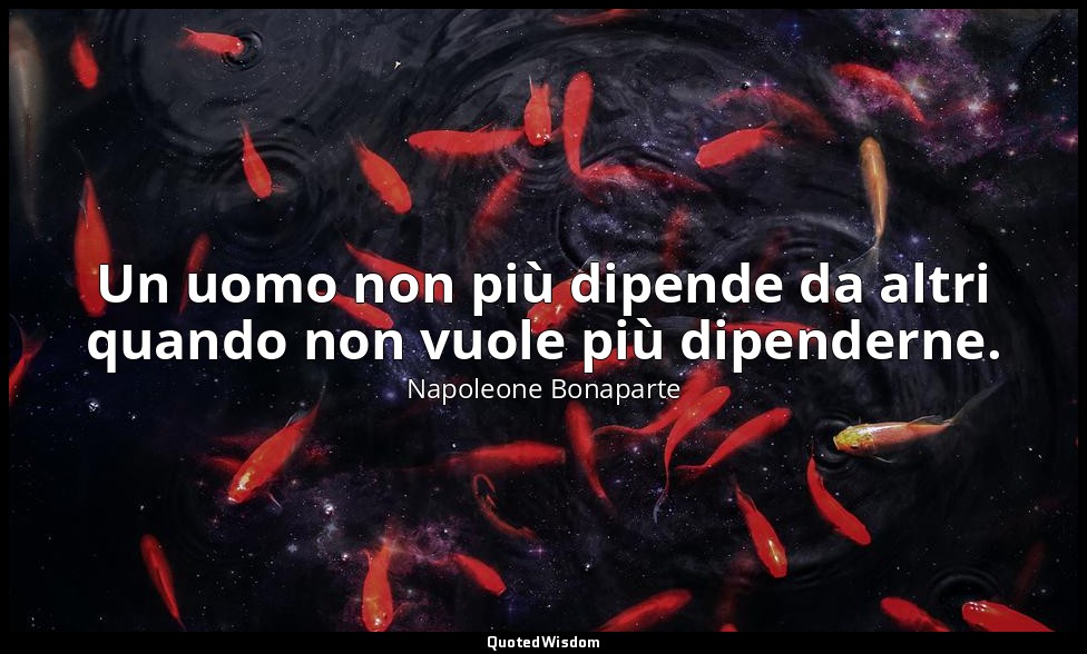 Un uomo non più dipende da altri quando non vuole più dipenderne. — Napoleone Bonaparte