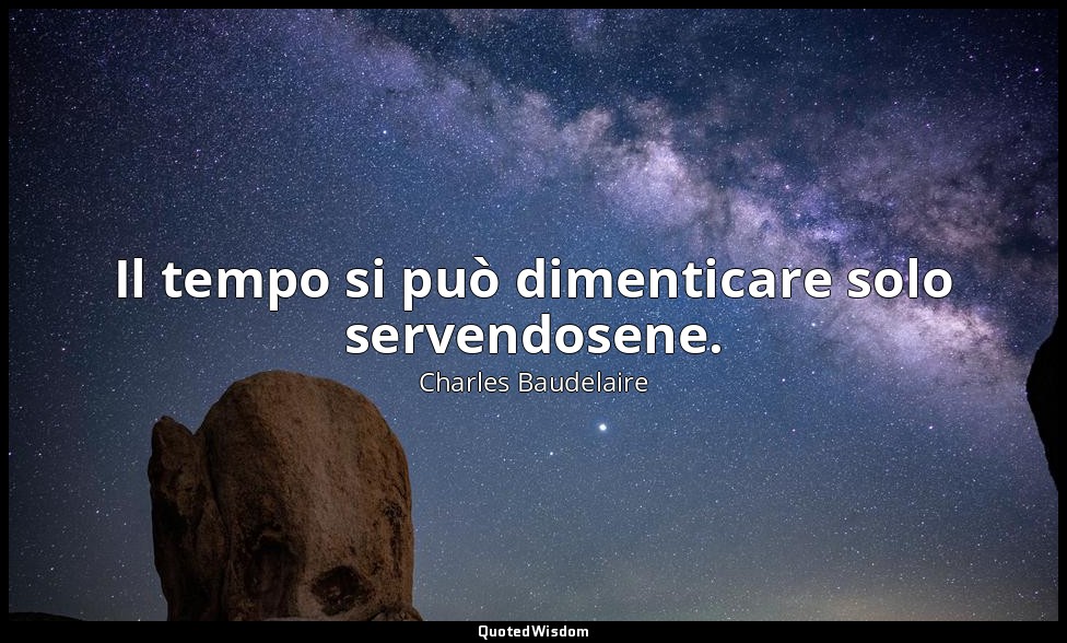 Il tempo si può dimenticare solo servendosene. — Charles Baudelaire