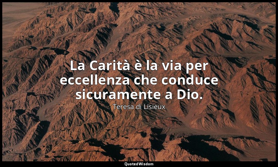 La Carità è la via per eccellenza che conduce sicuramente a Dio. — Teresa di Lisieux