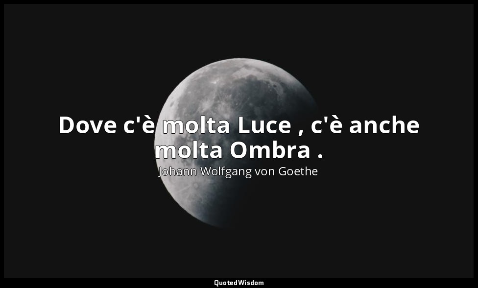 Dove c'è molta Luce , c'è anche molta Ombra . — Johann Wolfgang von Goethe