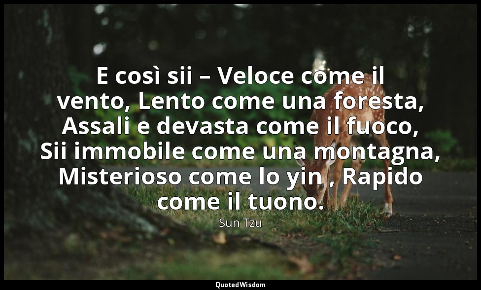 E così sii – Veloce come il vento, Lento come una foresta, Assali e devasta come — Sun Tzu
