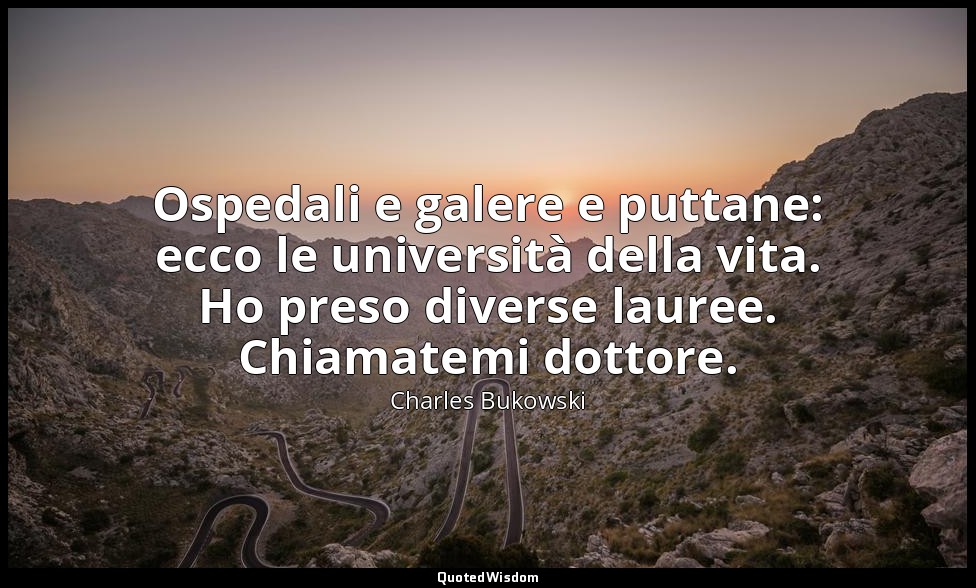 Ospedali e galere e puttane: ecco le università della vita. Ho preso diverse lau — Charles Bukowski