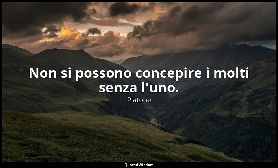 Non si possono concepire i molti senza l'uno. — Platone
