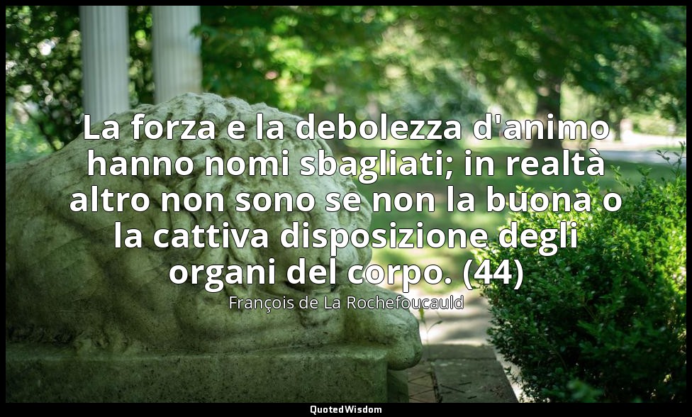 La forza e la debolezza d'animo hanno nomi sbagliati; in realtà altro non sono s — François de La Rochefoucauld