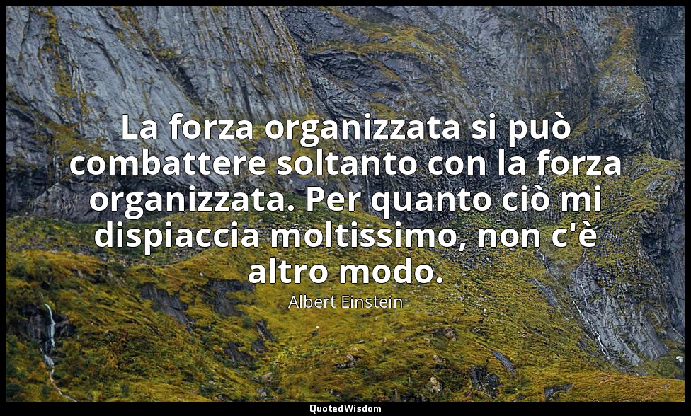 La forza organizzata si può combattere soltanto con la forza organizzata. Per qu — Albert Einstein