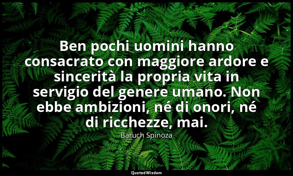 Ben pochi uomini hanno consacrato con maggiore ardore e sincerità la propria vit — Baruch Spinoza