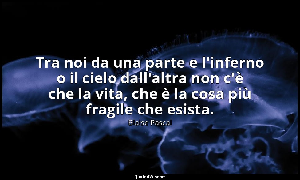 Tra noi da una parte e l'inferno o il cielo dall'altra non c'è che la vita, che  — Blaise Pascal