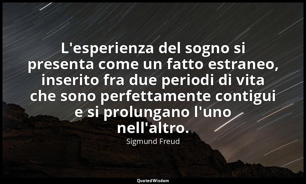 L'esperienza del sogno si presenta come un fatto estraneo, inserito fra due peri — Sigmund Freud