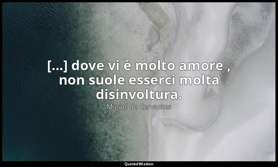 [...] dove vi è molto amore , non suole esserci molta disinvoltura. — Miguel de Cervantes