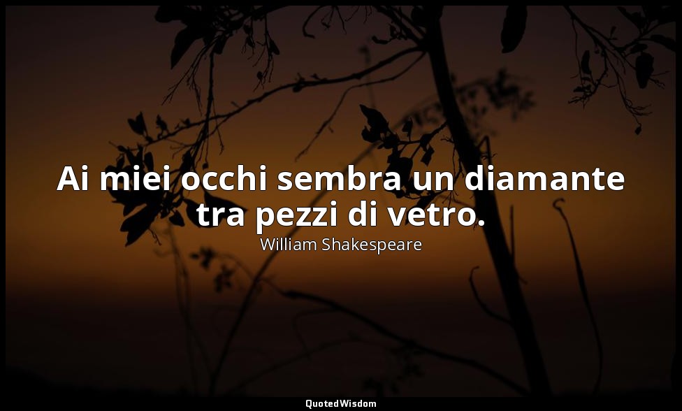 Ai miei occhi sembra un diamante tra pezzi di vetro. — William Shakespeare