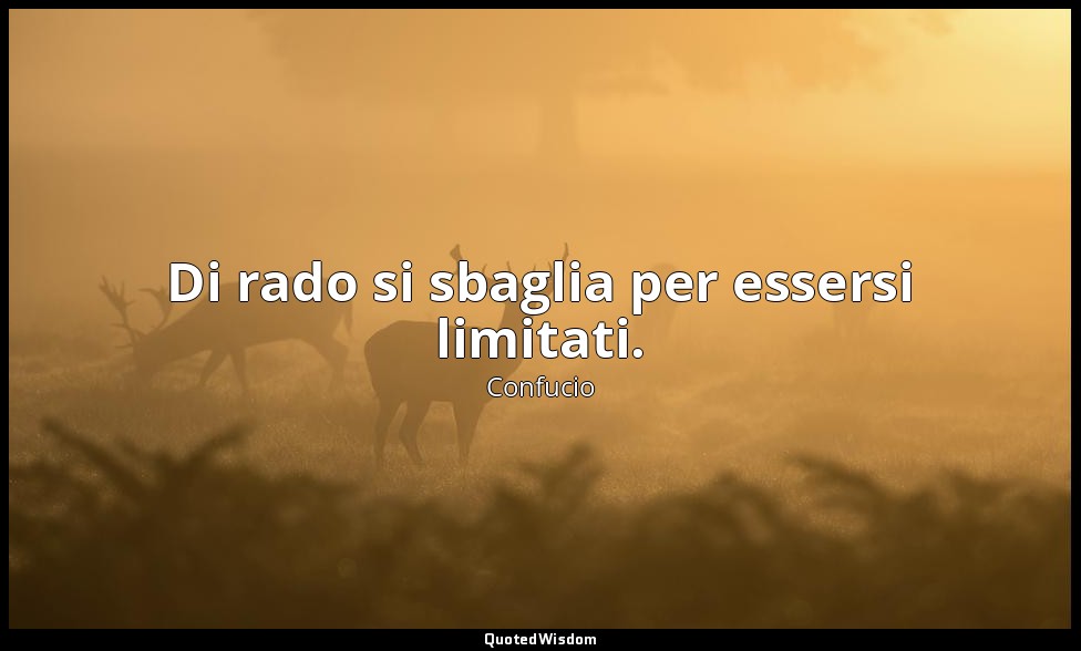 Di rado si sbaglia per essersi limitati. (4, 23; 1989) — Confucio