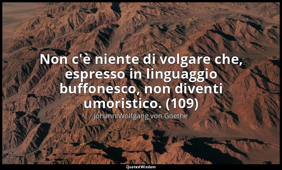 Non c'è niente di volgare che, espresso in linguaggio buffonesco, non diventi um — Johann Wolfgang von Goethe
