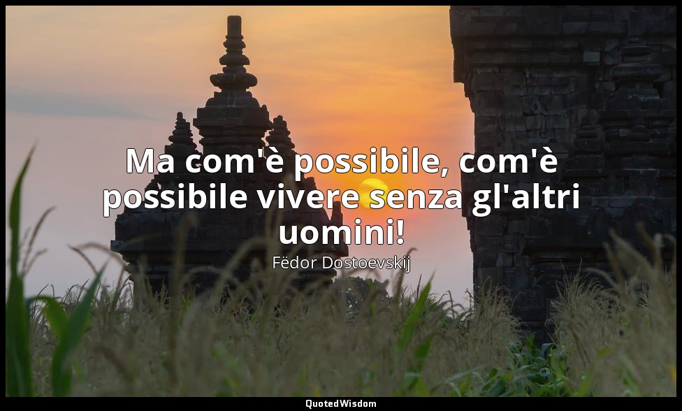 Ma com'è possibile, com'è possibile vivere senza gl'altri uomini! — Fëdor Dostoevskij
