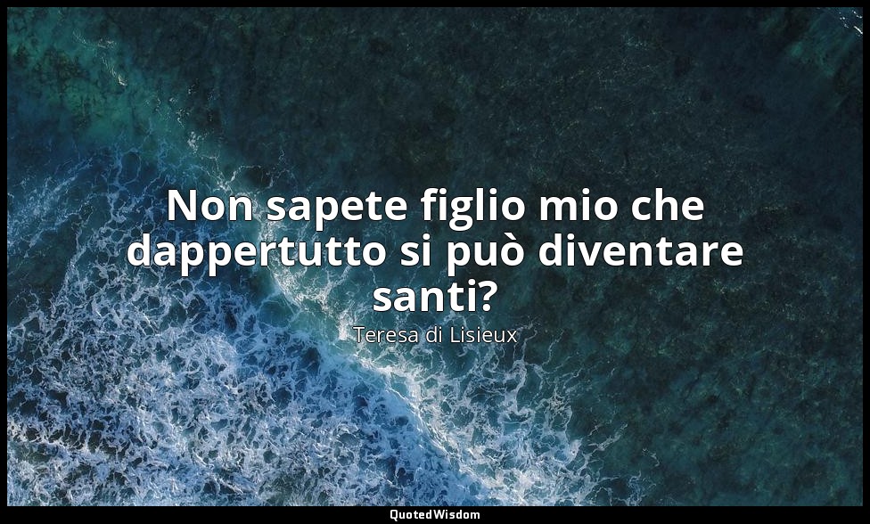 Non sapete figlio mio che dappertutto si può diventare santi? ( san Francesco ) — Teresa di Lisieux