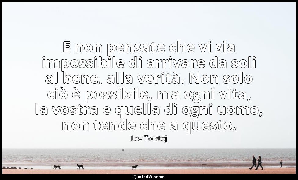 E non pensate che vi sia impossibile di arrivare da soli al bene, alla verità. N — Lev Tolstoj