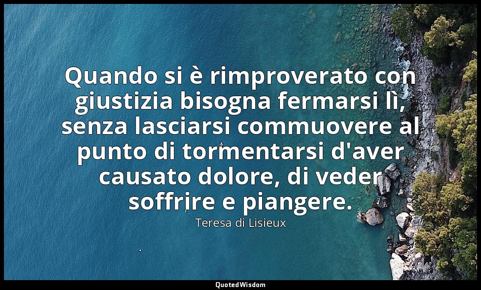 Quando si è rimproverato con giustizia bisogna fermarsi lì, senza lasciarsi comm — Teresa di Lisieux