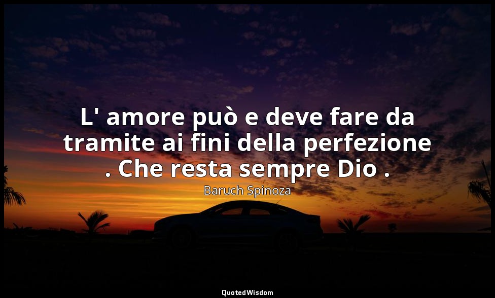 L' amore può e deve fare da tramite ai fini della perfezione . Che resta sempre  — Baruch Spinoza