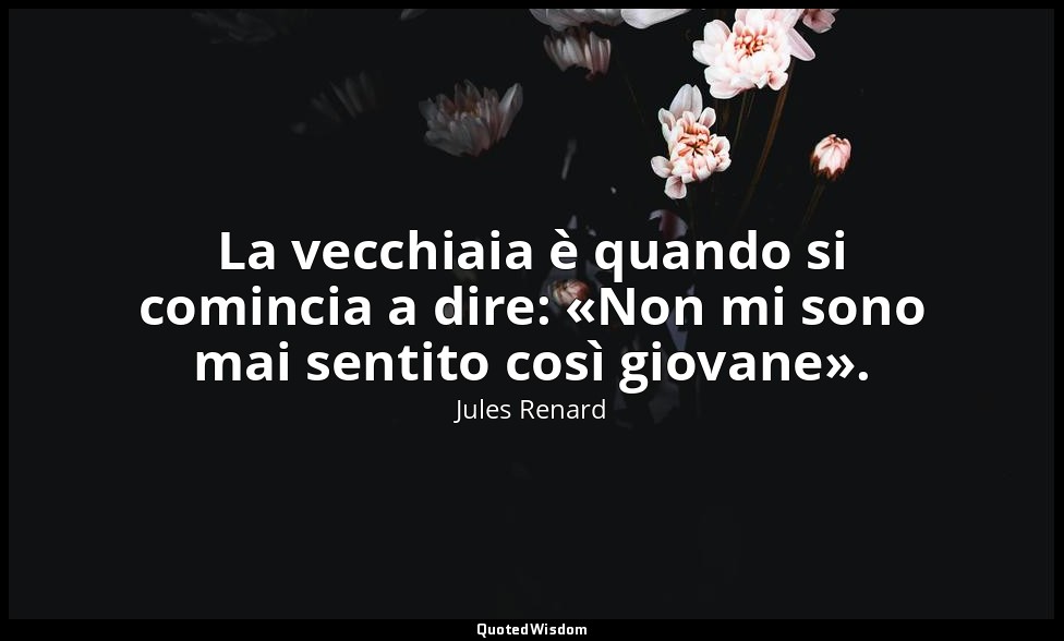 La vecchiaia è quando si comincia a dire: «Non mi sono mai sentito così giovane» — Jules Renard