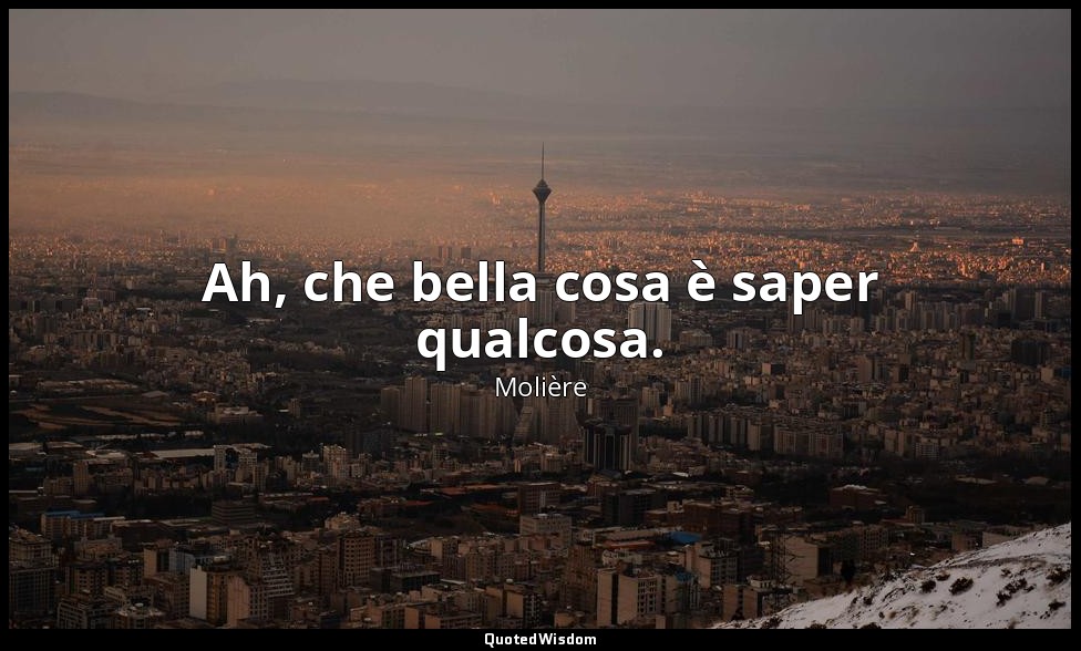 Ah, che bella cosa è saper qualcosa. (da Il Borghese gentiluomo , scena IV) — Molière