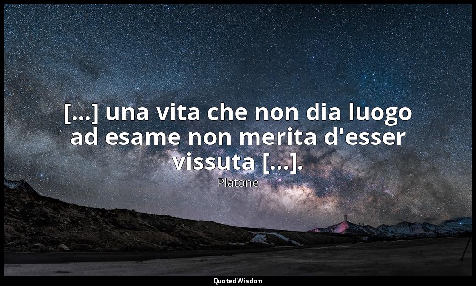[...] una vita che non dia luogo ad esame non merita d'esser vissuta [...]. — Platone