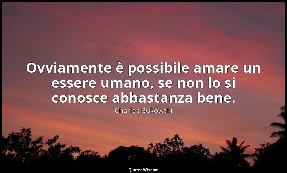 Ovviamente è possibile amare un essere umano, se non lo si conosce abbastanza be — Charles Bukowski