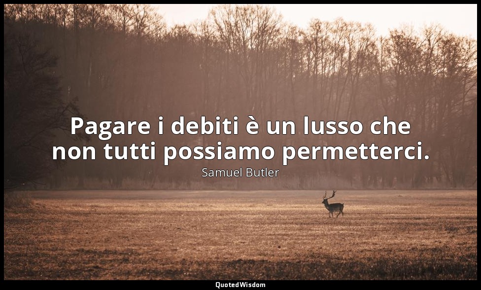 Pagare i debiti è un lusso che non tutti possiamo permetterci. — Samuel Butler