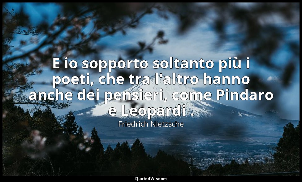 E io sopporto soltanto più i poeti, che tra l'altro hanno anche dei pensieri, co — Friedrich Nietzsche