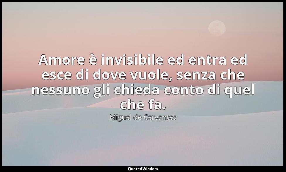 Amore è invisibile ed entra ed esce di dove vuole, senza che nessuno gli chieda  — Miguel de Cervantes