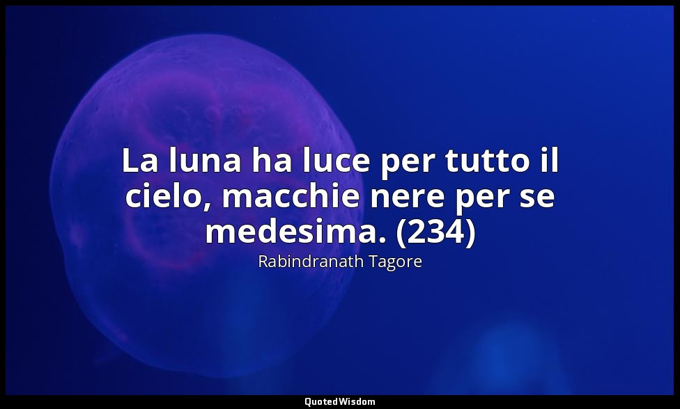 La luna ha luce per tutto il cielo, macchie nere per se medesima. (234) — Rabindranath Tagore