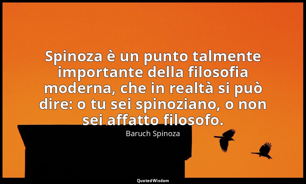 Spinoza è un punto talmente importante della filosofia moderna, che in realtà si — Baruch Spinoza