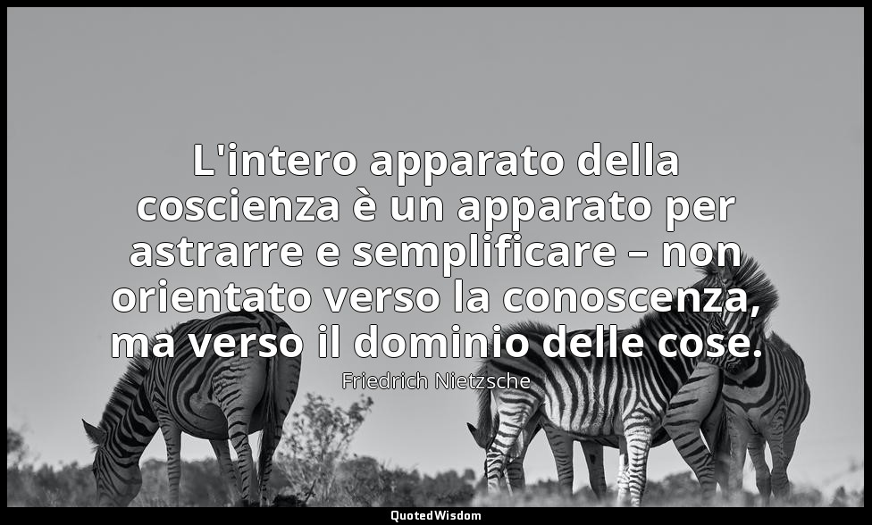 L'intero apparato della coscienza è un apparato per astrarre e semplificare – no — Friedrich Nietzsche
