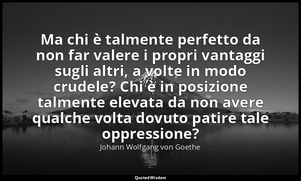 Ma chi è talmente perfetto da non far valere i propri vantaggi sugli altri, a vo — Johann Wolfgang von Goethe