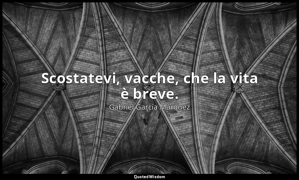 Scostatevi, vacche, che la vita è breve. — Gabriel García Márquez