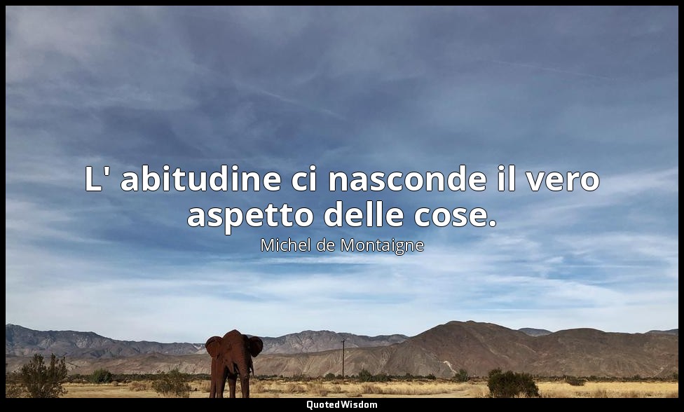 L' abitudine ci nasconde il vero aspetto delle cose. — Michel de Montaigne