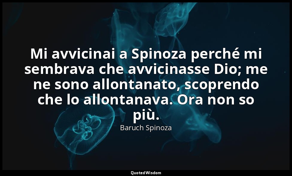 Mi avvicinai a Spinoza perché mi sembrava che avvicinasse Dio; me ne sono allont — Baruch Spinoza