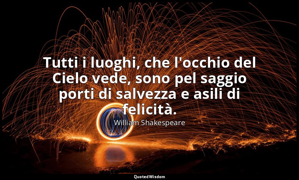 Tutti i luoghi, che l'occhio del Cielo vede, sono pel saggio porti di salvezza e — William Shakespeare