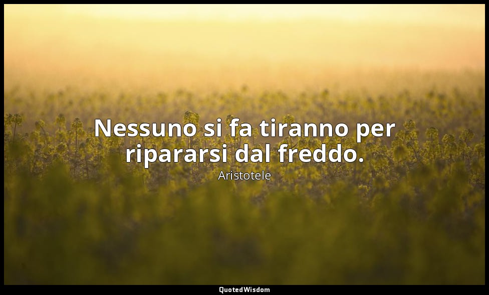 Nessuno si fa tiranno per ripararsi dal freddo. — Aristotele