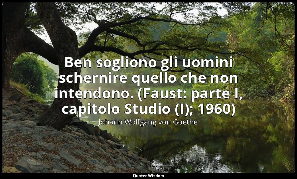 Ben sogliono gli uomini schernire quello che non intendono. (Faust: parte I, cap — Johann Wolfgang von Goethe