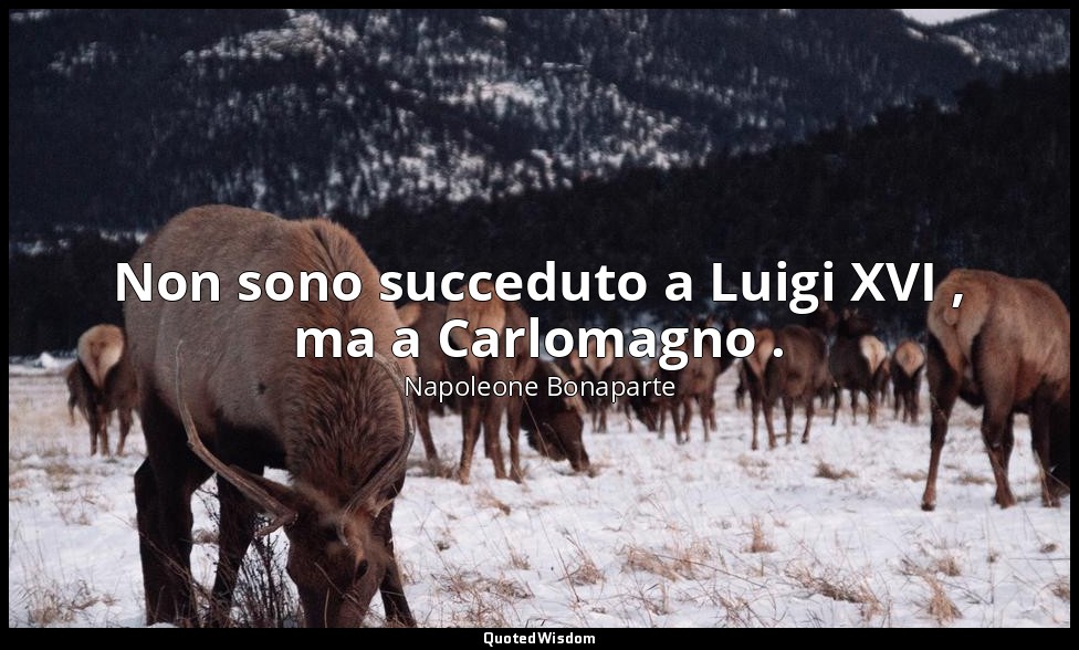 Non sono succeduto a Luigi XVI , ma a Carlomagno . — Napoleone Bonaparte