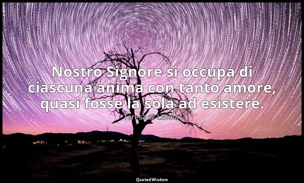 Nostro Signore si occupa di ciascuna anima con tanto amore, quasi fosse la sola  — Teresa di Lisieux