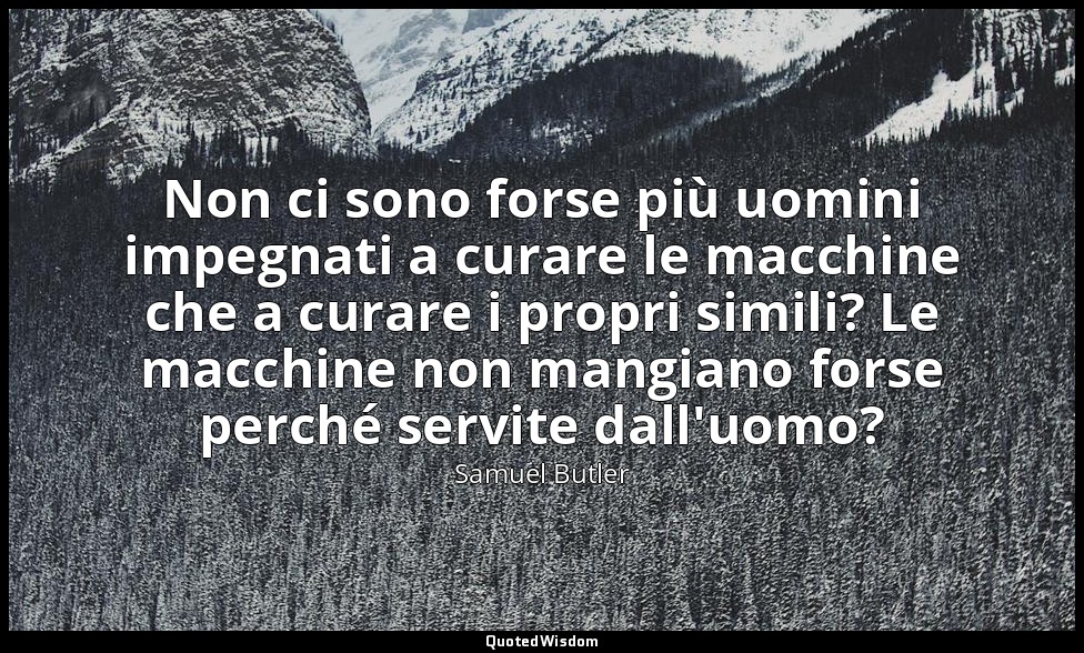 Non ci sono forse più uomini impegnati a curare le macchine che a curare i propr — Samuel Butler
