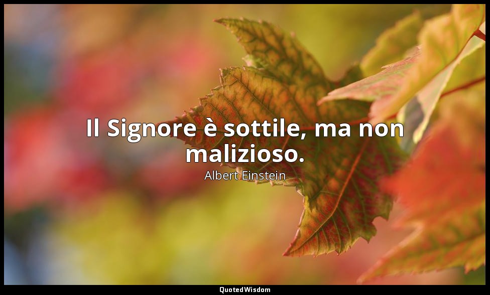 Il Signore è sottile, ma non malizioso. — Albert Einstein
