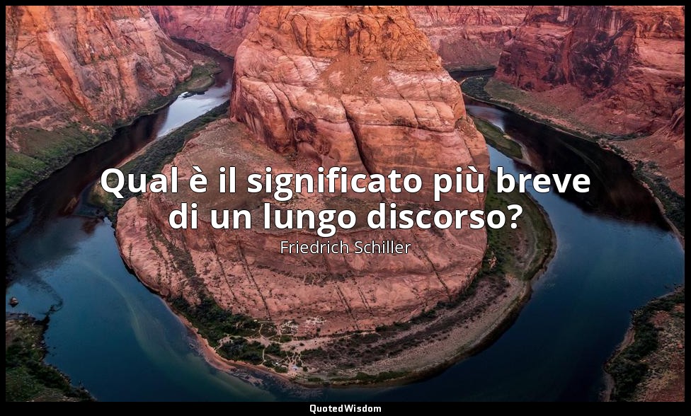Qual è il significato più breve di un lungo discorso? — Friedrich Schiller