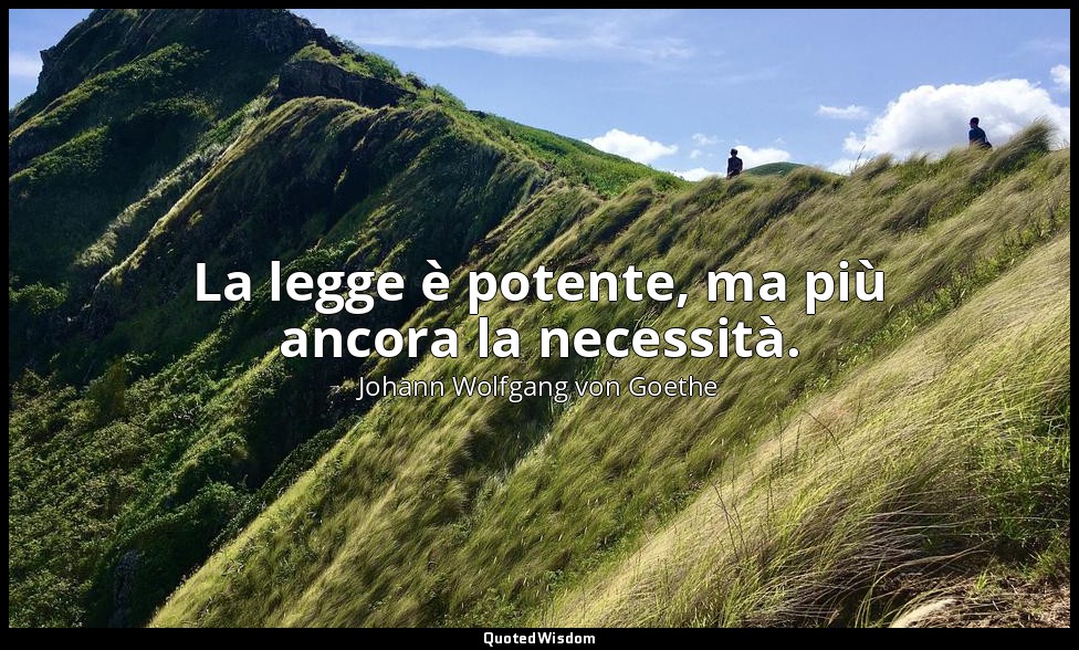 La legge è potente, ma più ancora la necessità. — Johann Wolfgang von Goethe