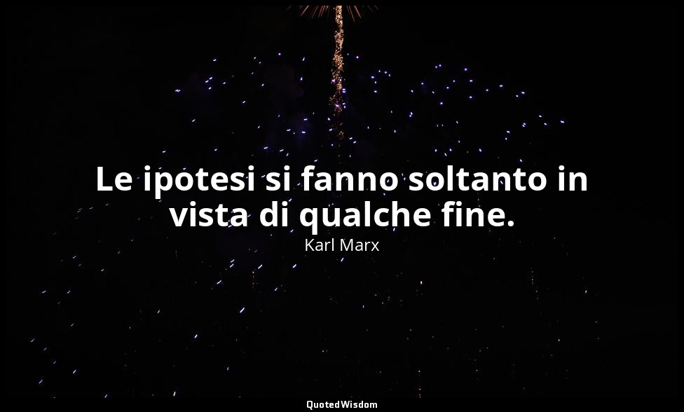 Le ipotesi si fanno soltanto in vista di qualche fine. — Karl Marx