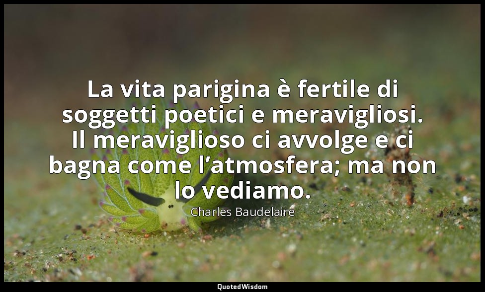 La vita parigina è fertile di soggetti poetici e meravigliosi. Il meraviglioso c — Charles Baudelaire